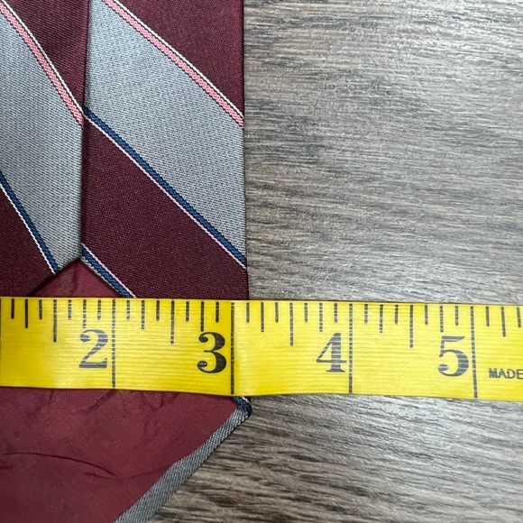 Yves Saint Laurent Maroon, Grey, Pink & Blue Stripe Tie - Picture 4 of 4